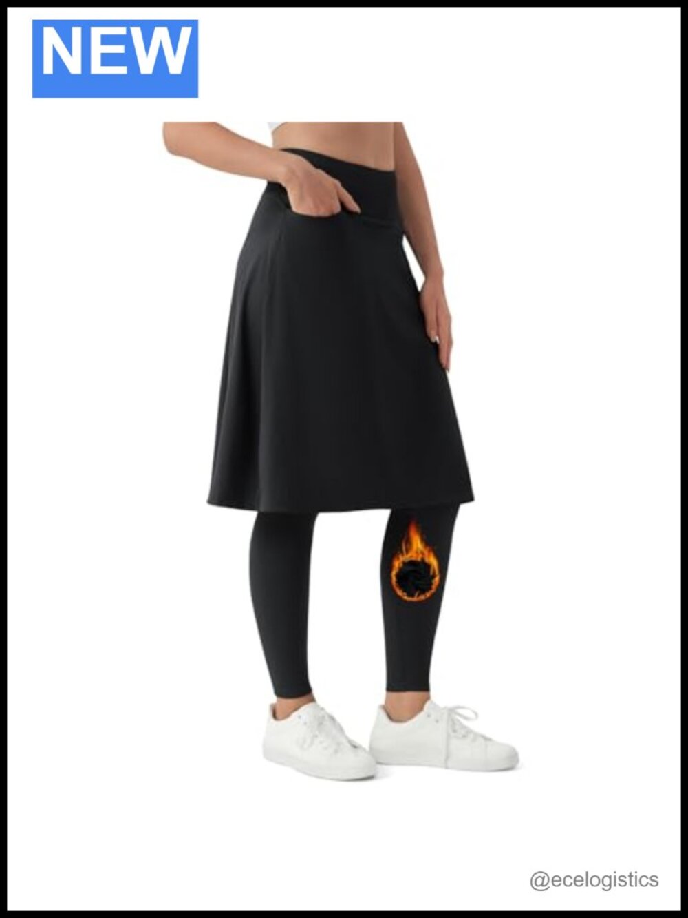 Fleece Lined Skirted Leggings High Waist Tummy Control Athletic Skort with